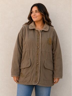 Vintage Disney Store Eeyore Winnie the Pooh Barn XL Embroidered Chore Coat